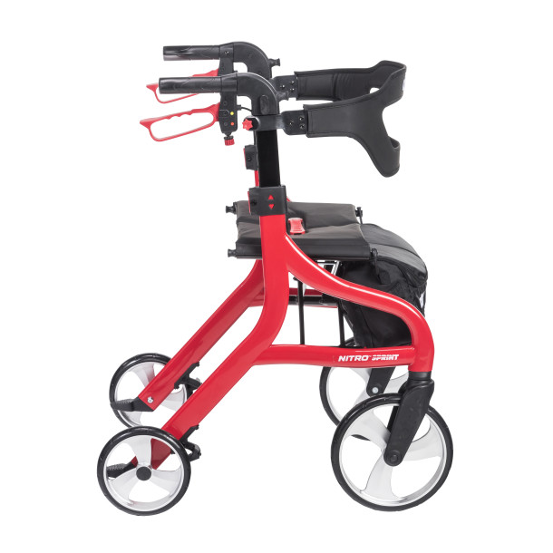 Drive Medical Nitro® Sprint Rollator Standard, Red - Standard Rolling Walker With Seat - 102662RD