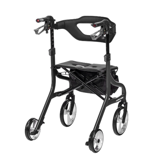 Drive Medical Nitro® Sprint Rollator Tall, Black - Tall Rolling Walker With Seat - 102662BK-T