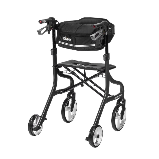 Drive Medical Nitro® Sprint Rollator Tall, Black - Tall Rolling Walker With Seat - 102662BK-T