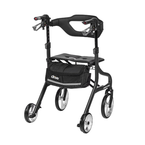 Drive Medical Nitro® Sprint Rollator Tall, Black - Tall Rolling Walker With Seat - 102662BK-T