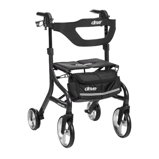 Drive Medical Nitro® Sprint Rollator Tall, Black - Tall Rolling Walker With Seat - 102662BK-T