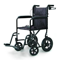 Lightweight Aluminum Transport Chair with Rear Cable Hand Brakes